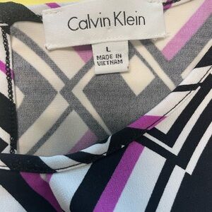 Calvin Klein Black and Pink Patterned Blouse